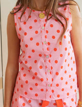 Red polka dot rose top Lya