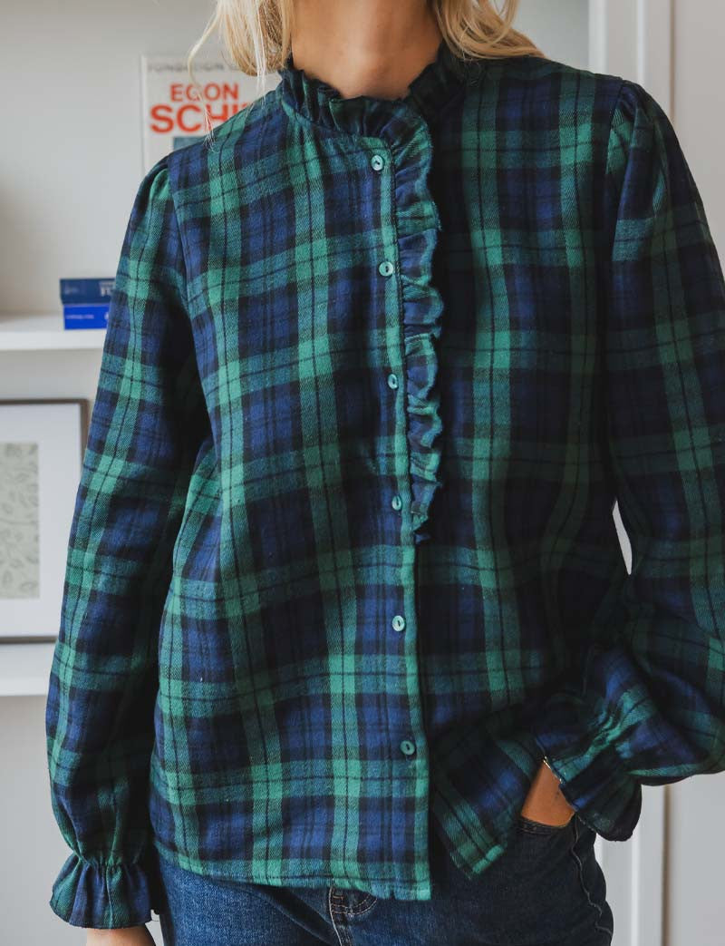 Draven navy &amp; green tartan shirt