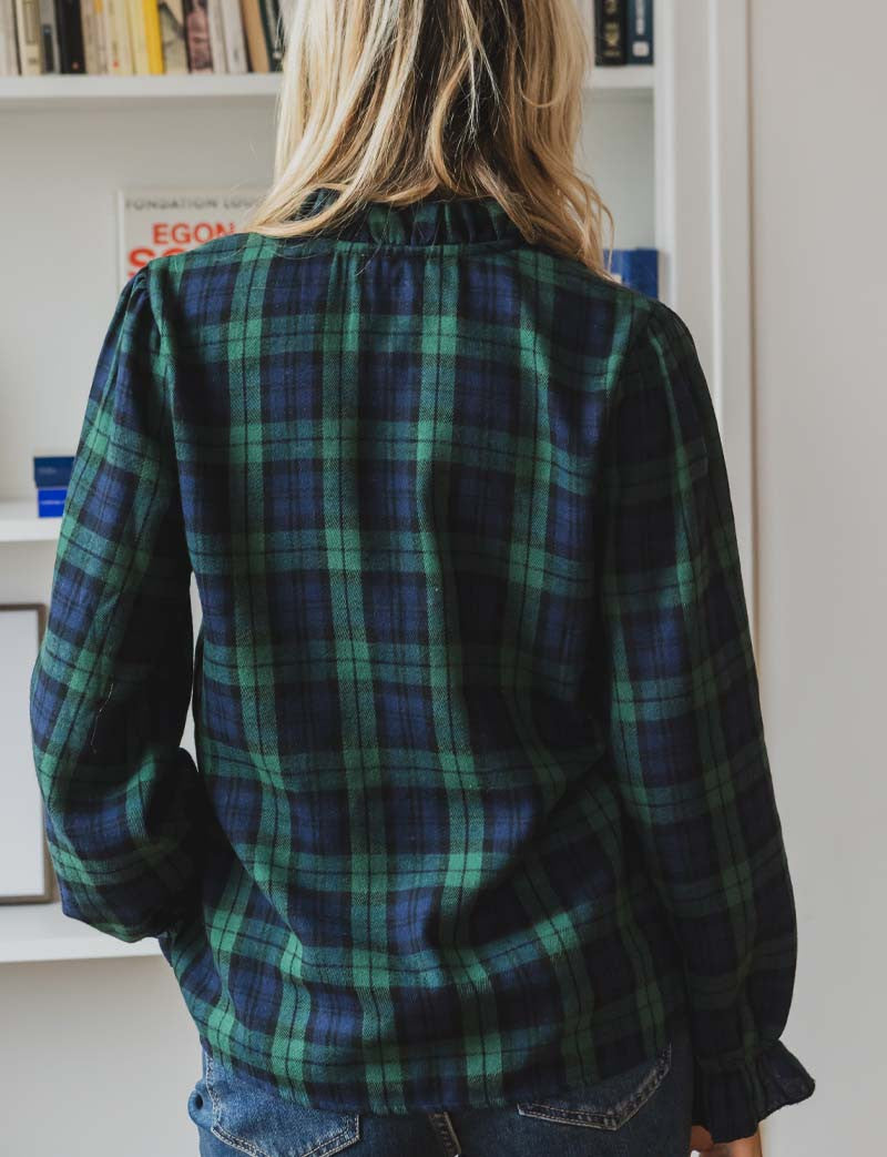 Draven navy &amp; green tartan shirt