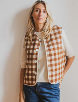 Gilet réversible camel & écru Tima