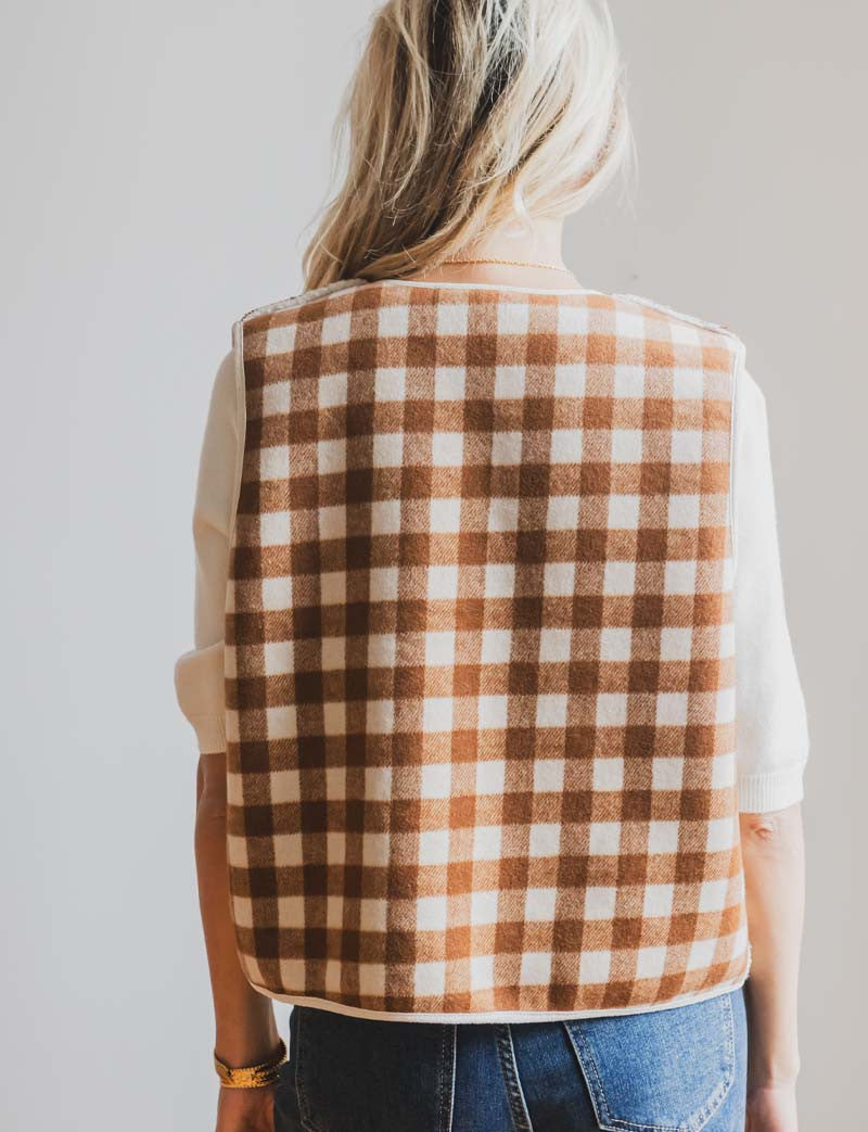 Tima reversible camel &amp; ecru vest