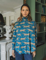 Chemise bleu canard & léopard Zair