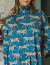 Chemise bleu canard & léopard Zair