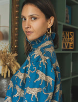 Chemise bleu canard & léopard Zair