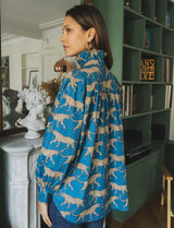 Chemise bleu canard & léopard Zair
