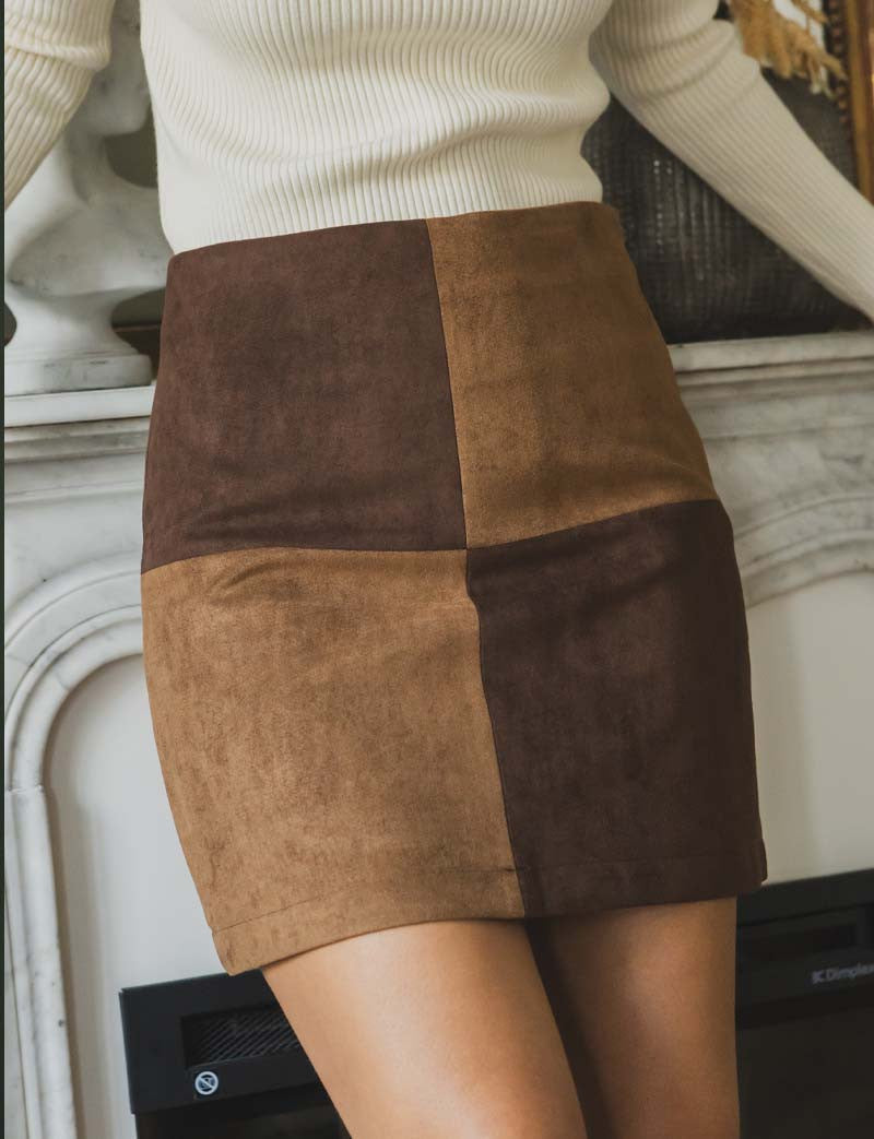 Jupe marron & camel Amira