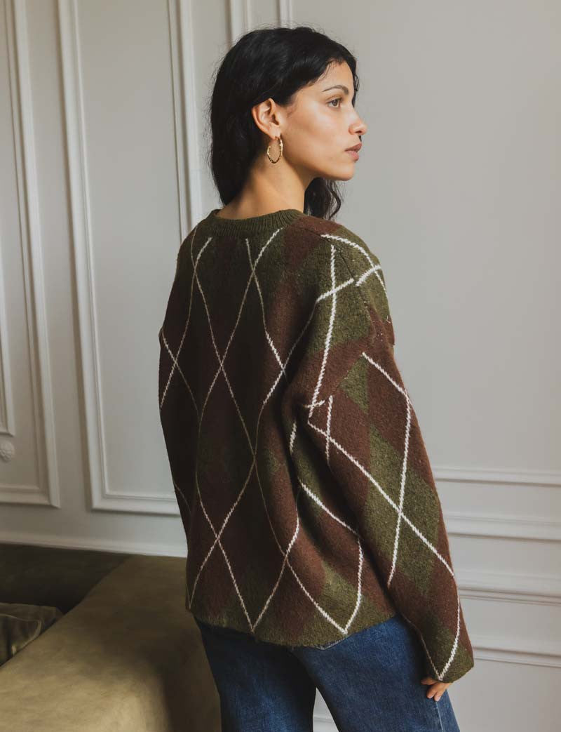 Pull olive & marron Yalven