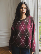 Pull bordeaux & marron Yalven