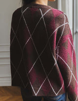 Yalven burgundy &amp; brown sweater