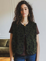Zarek green leopard vest