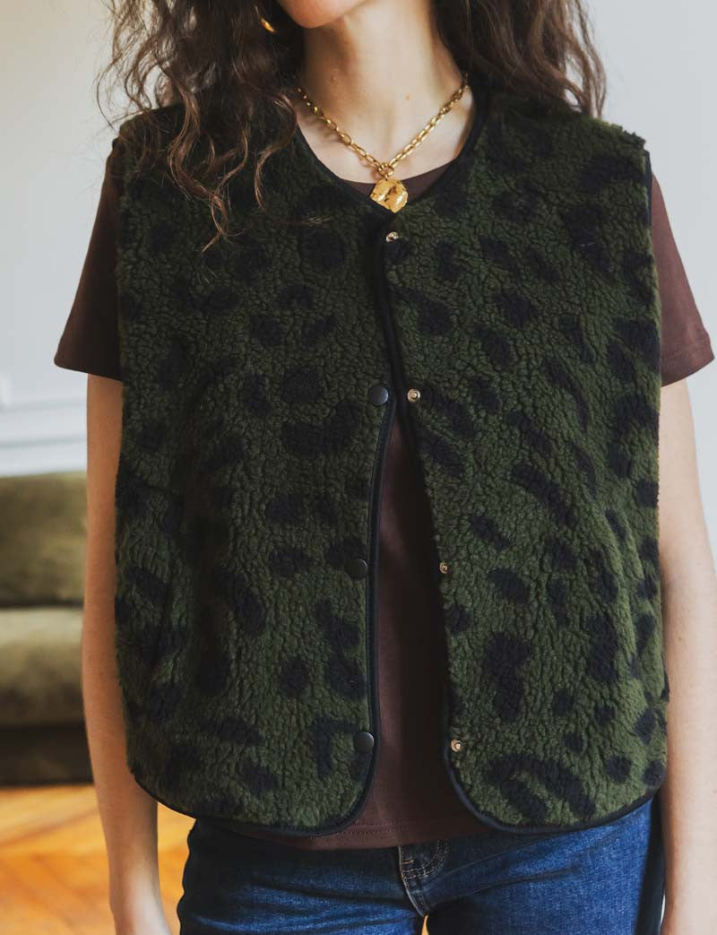 Gilet léopard vert Zarek