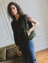 Zarek green leopard vest