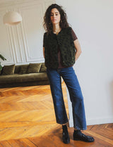 Zarek green leopard vest