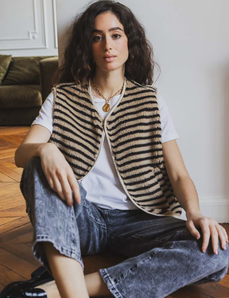 Henzo beige &amp; chocolate vest