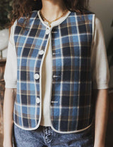 Barya reversible blue &amp; ecru vest