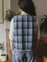 Barya reversible blue &amp; ecru vest