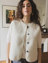 Barya reversible blue &amp; ecru vest