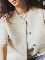 Barya reversible blue &amp; ecru vest