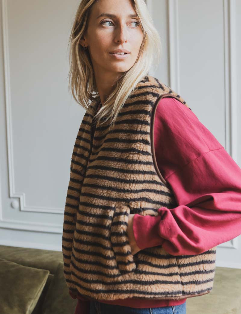 Camel &amp; chocolate Henzo vest