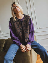 Zarek brown leopard vest