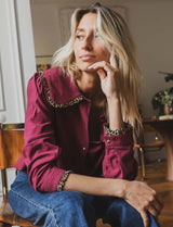 Chemise bordeaux & léopard Soso