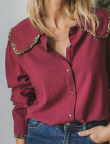 Chemise bordeaux & léopard Soso