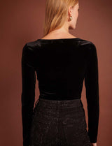 Verone black velvet bodysuit