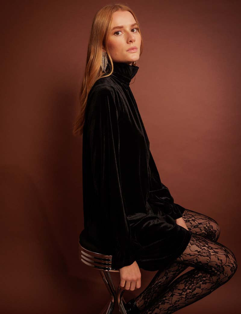 Robe en velours noir Adele