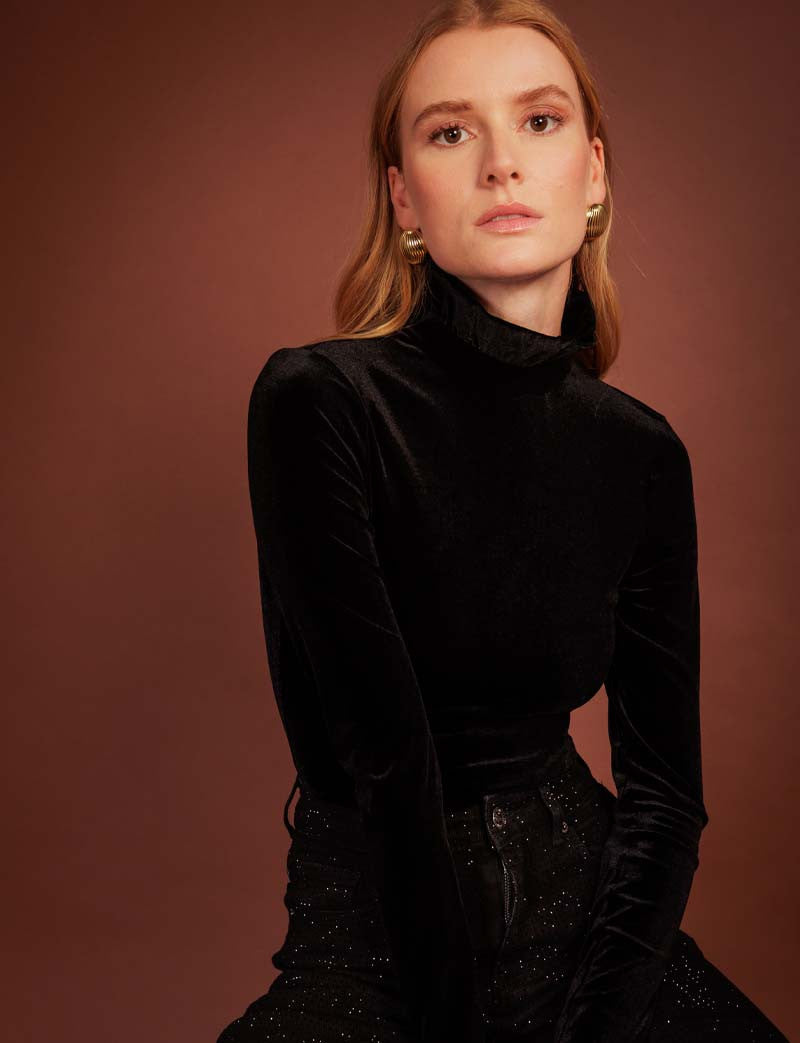 Body en velours noir Dalix