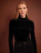 Dalix black velvet bodysuit