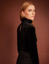 Dalix black velvet bodysuit