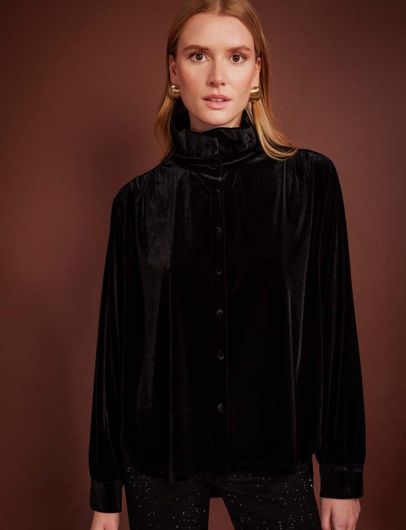 Chemise en velours noir Gustava