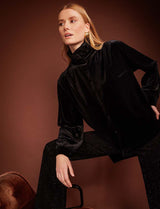 Camisa de terciopelo negro Gustava