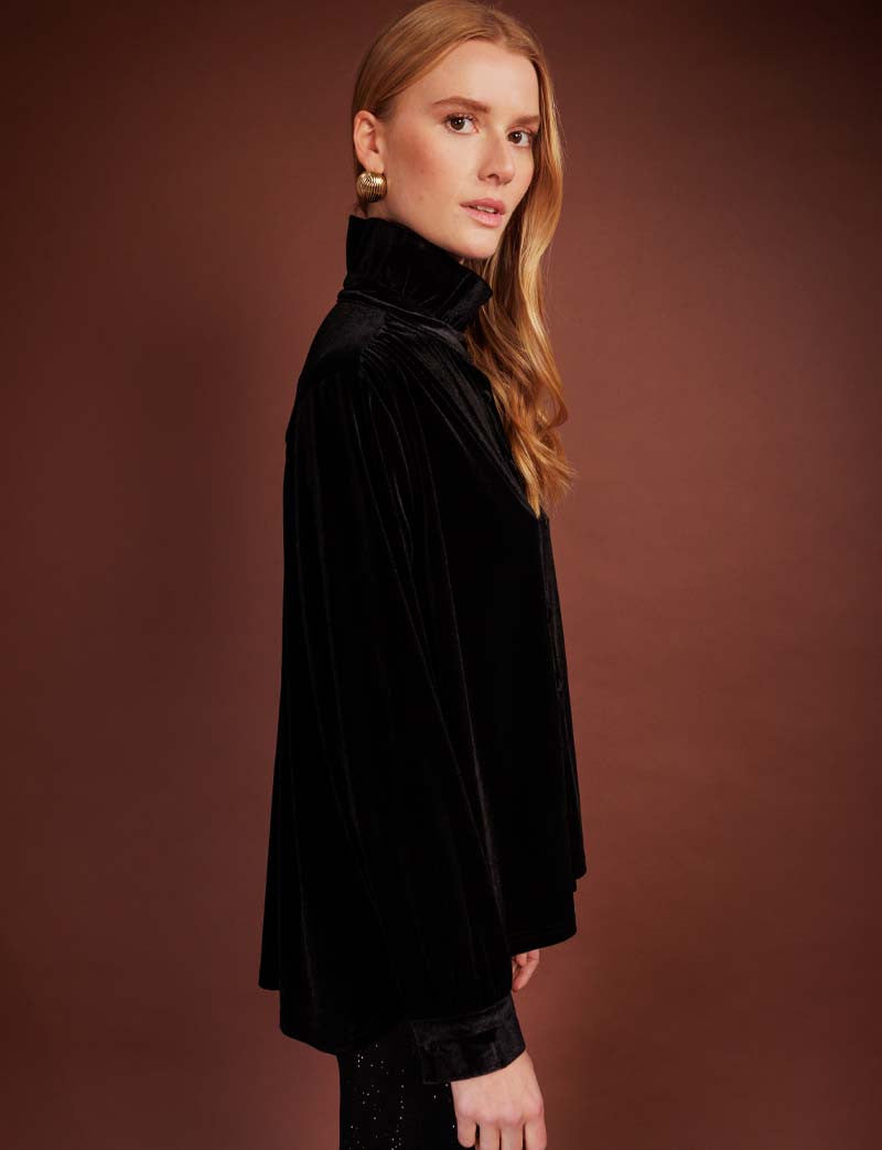 Camisa de terciopelo negro Gustava