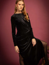 Robe en velours noir Miria