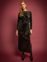 Robe en velours olive Miria