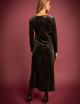 Robe en velours olive Miria