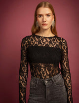 Santa black lace bodysuit