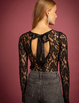 Santa black lace bodysuit