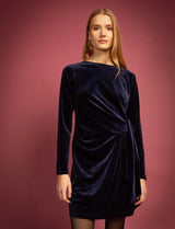 Robe en velours marine Aria