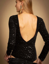 Body en velours noir & argent Coco