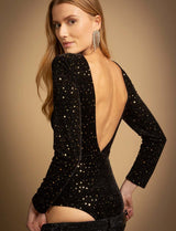 Coco black &amp; gold velvet bodysuit