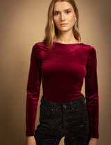 Coco burgundy velvet bodysuit