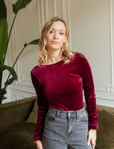 Coco burgundy velvet bodysuit