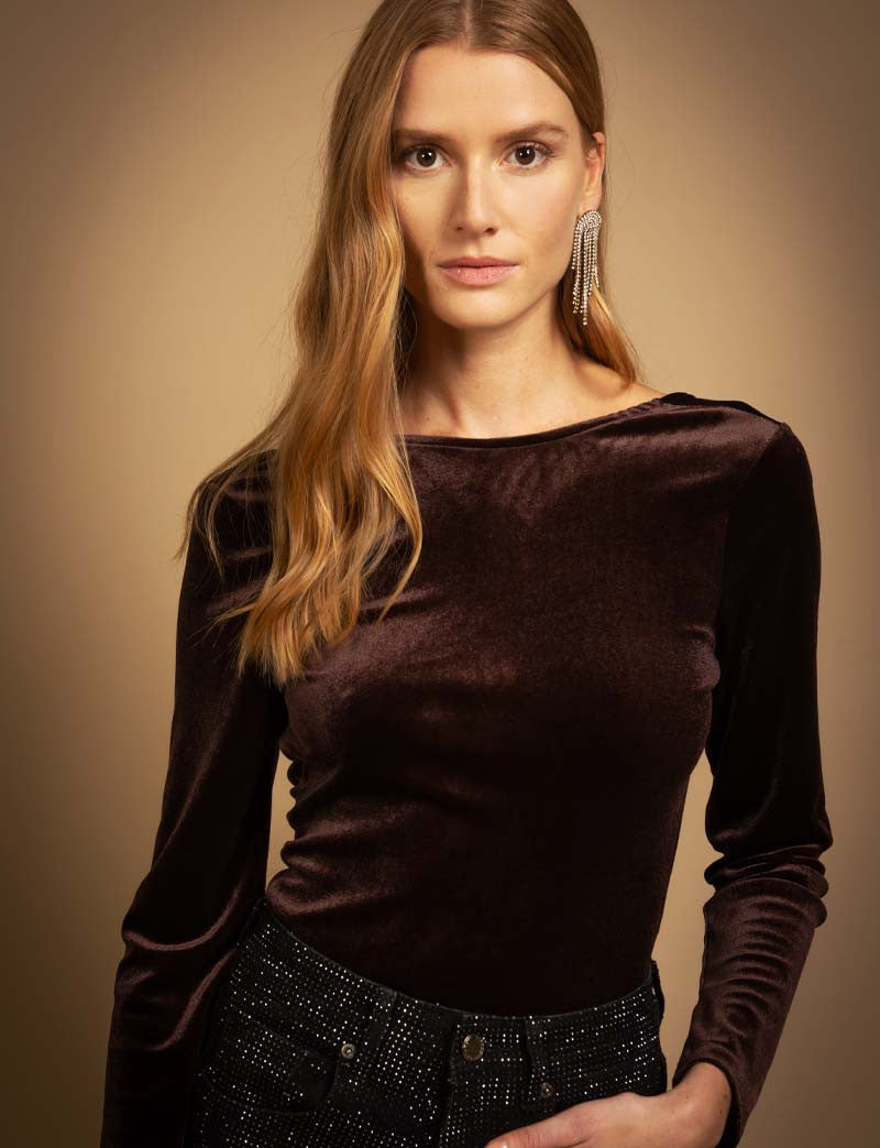 Body en velours marron Coco