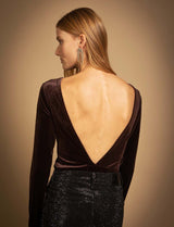 Coco brown velvet bodysuit