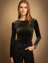 Coco olive velvet bodysuit