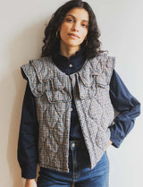 Gilet à carreaux marine Garsy