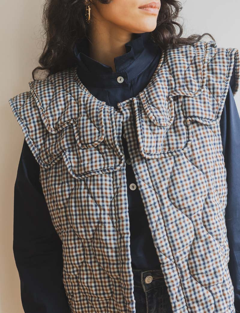 Gilet à carreaux marine Garsy