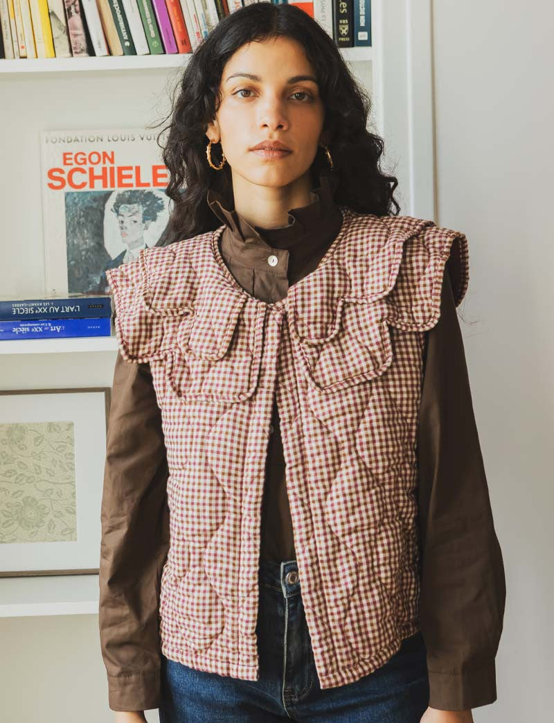 Gilet à carreaux bordeaux Garsy